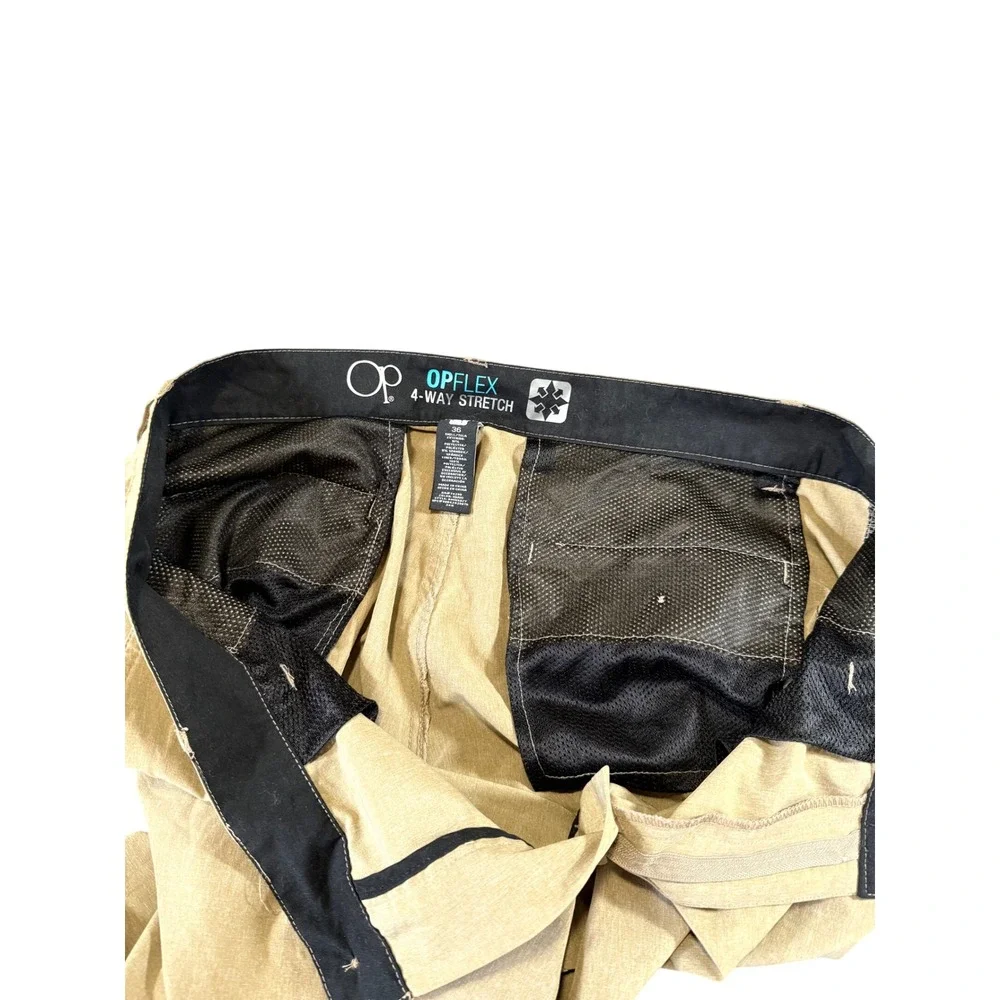 OP OPFlex 4-Way Stretch Board Shorts Size 36 Tan Khaki Hybrid